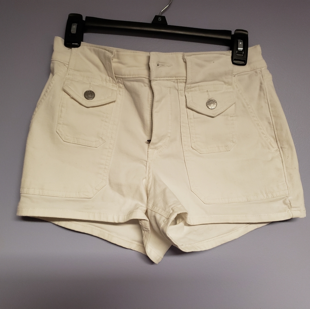 High waisted white stretch shorts